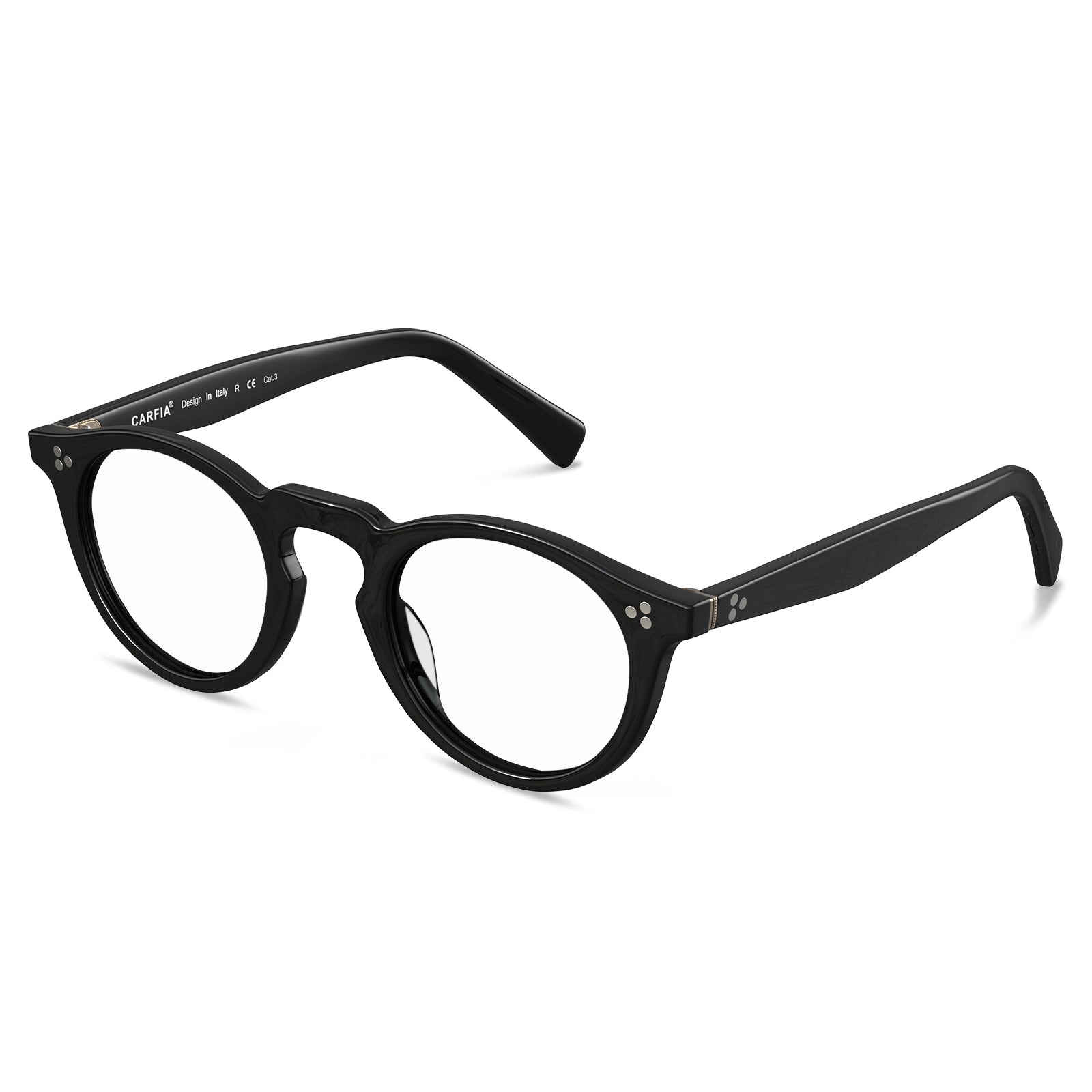 Carfia mesa fc01 unisex black acetate prescription round eyeglasses, angle view