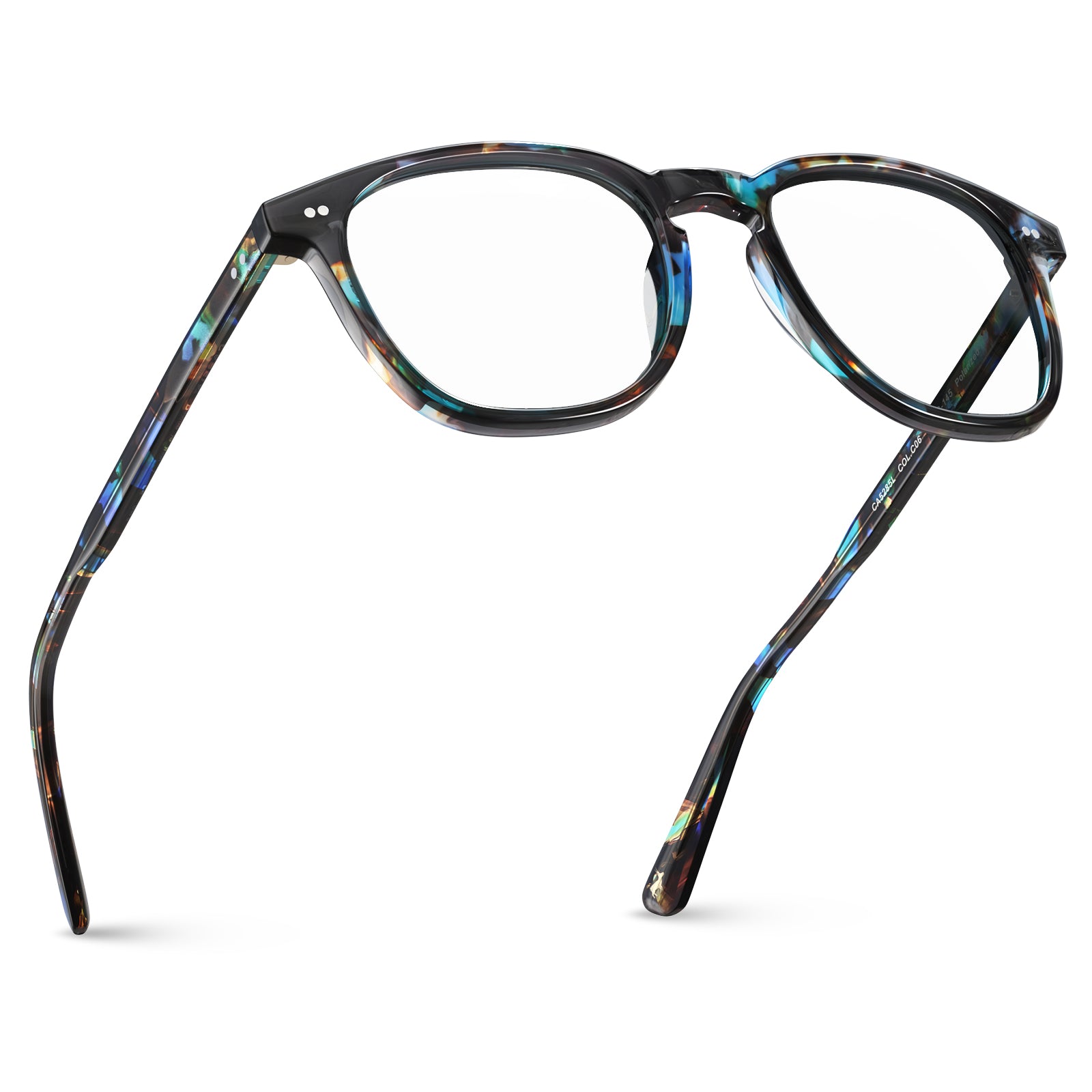 Downey prescription eyeglasses side profile showing acetate frame-fly
