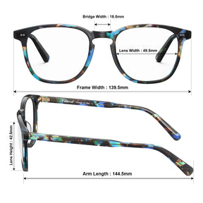 Downey prescription eyeglasses side profile showing acetate frame-size
