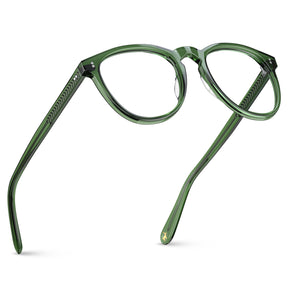 Handmade Italian Eyeglasses Green Round Frame Prescription Ready Luxury Eyewear