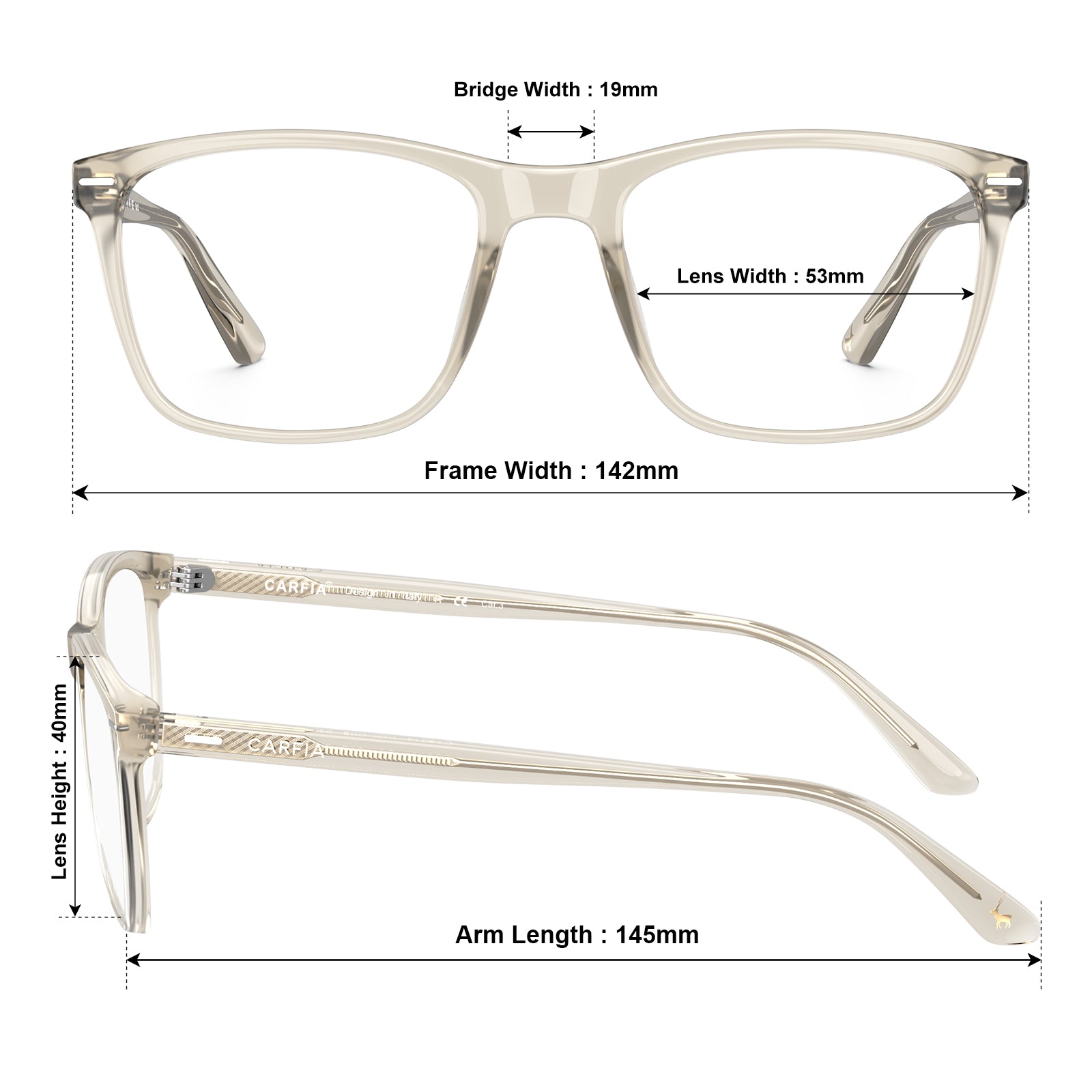 Italian acetate  gold clear prescription-blue light unisex designer eyewear men-size