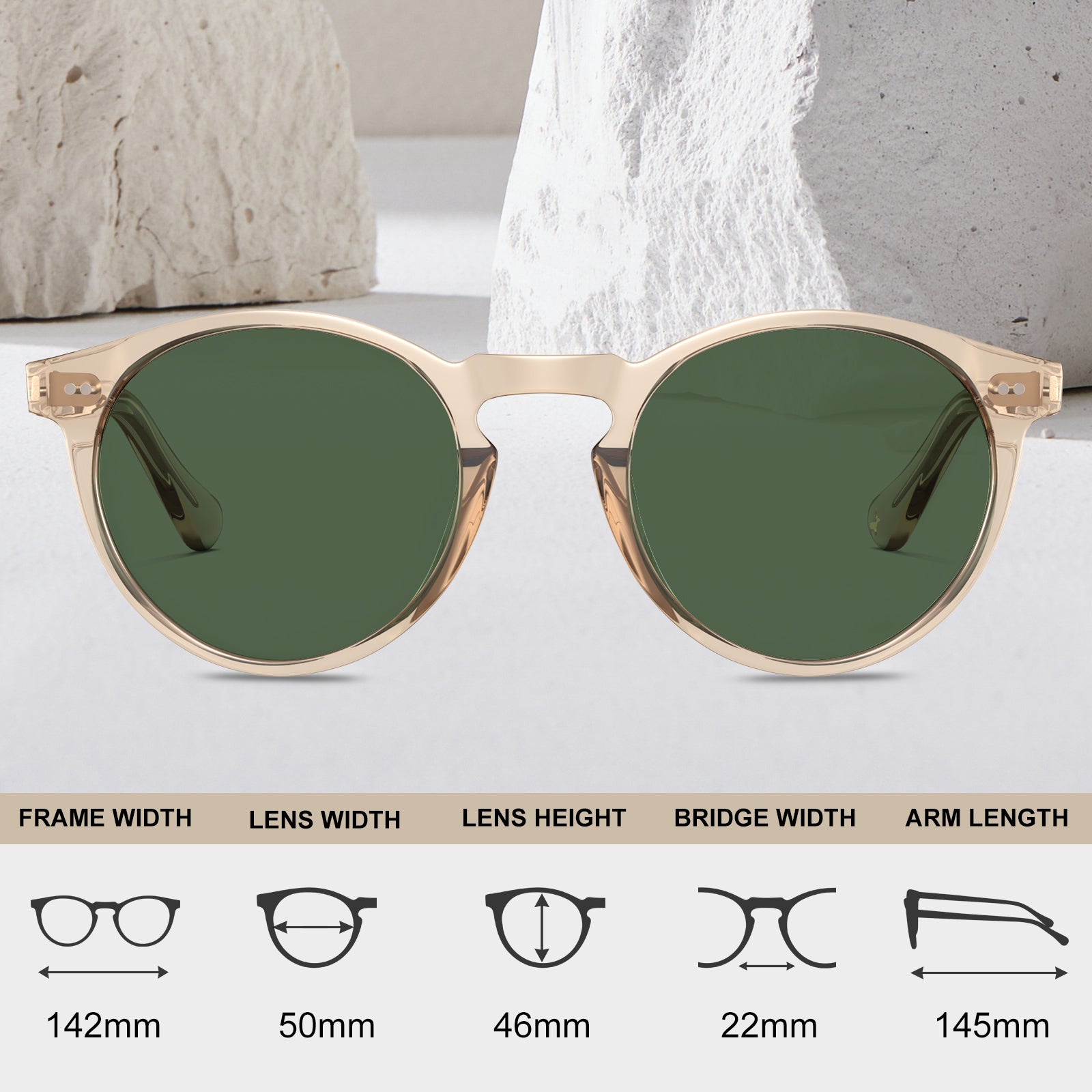 Olivier-Transparent brown frame-green lenses-CA5289
