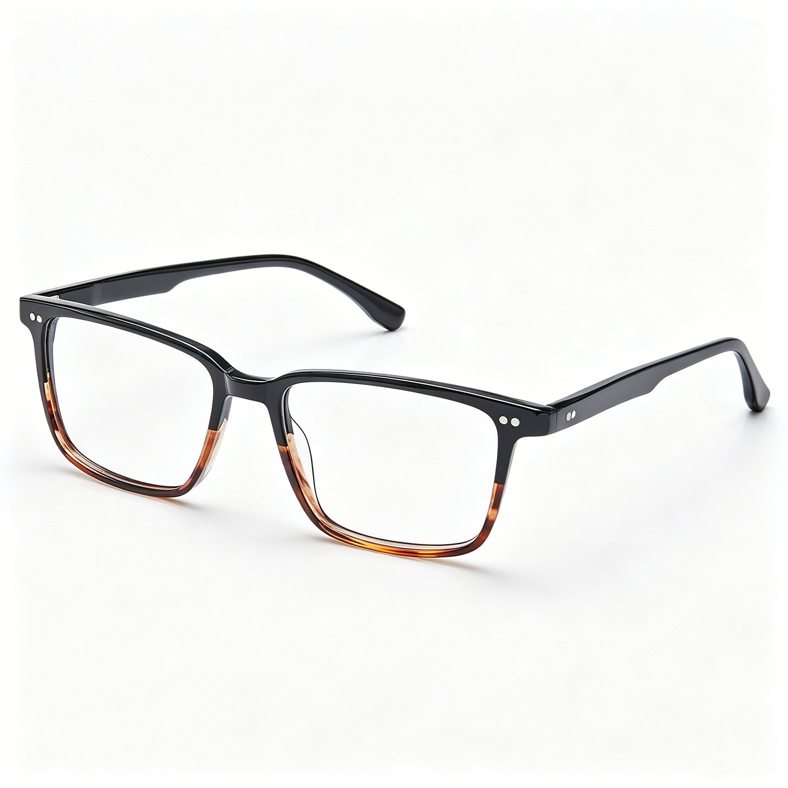  Lightweight Square Eyeglasses | Black Tortoise Acetate Frame |CARFIA eyewear  angle