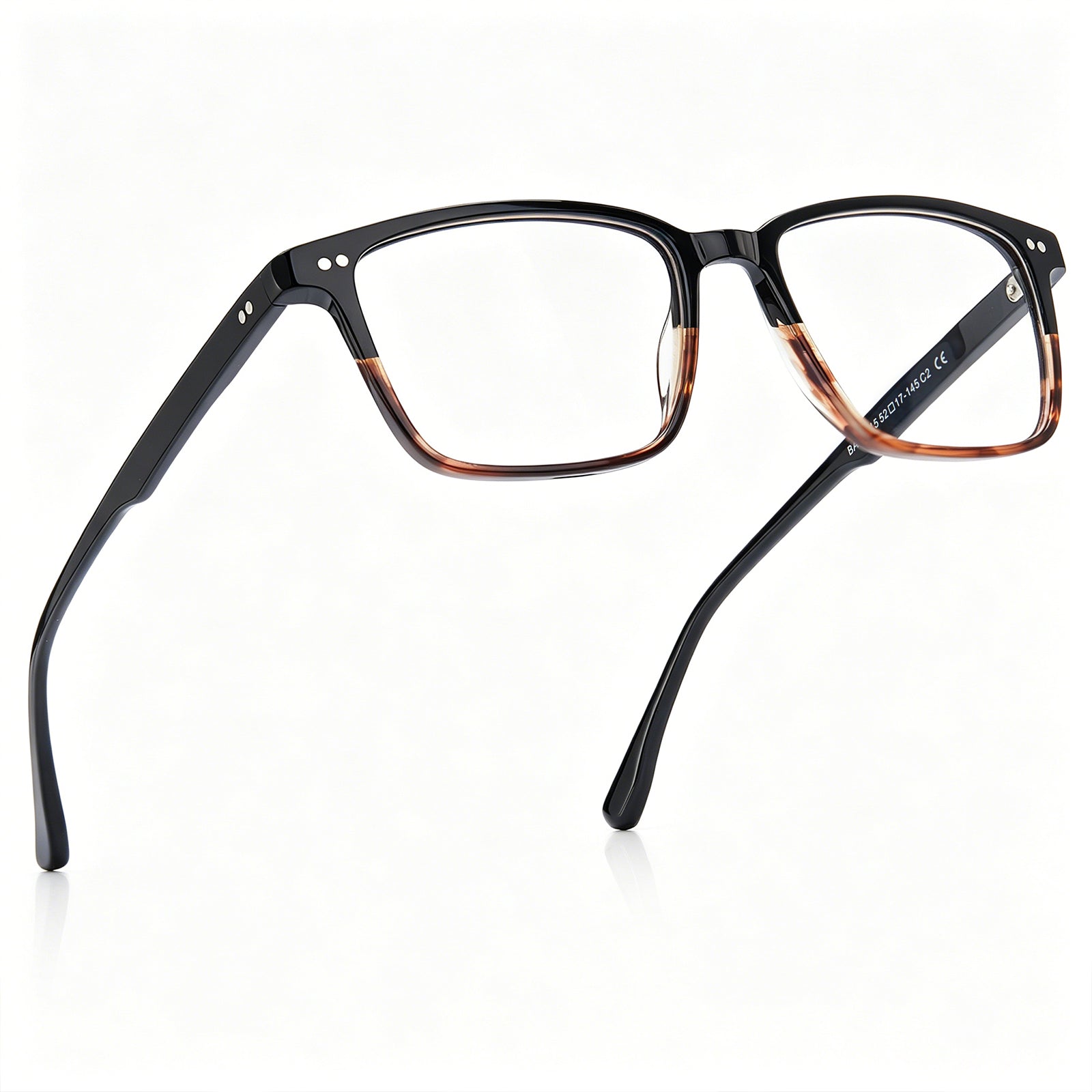  Lightweight Square Eyeglasses | Black Tortoise Acetate Frame |CARFIA eyewear fly