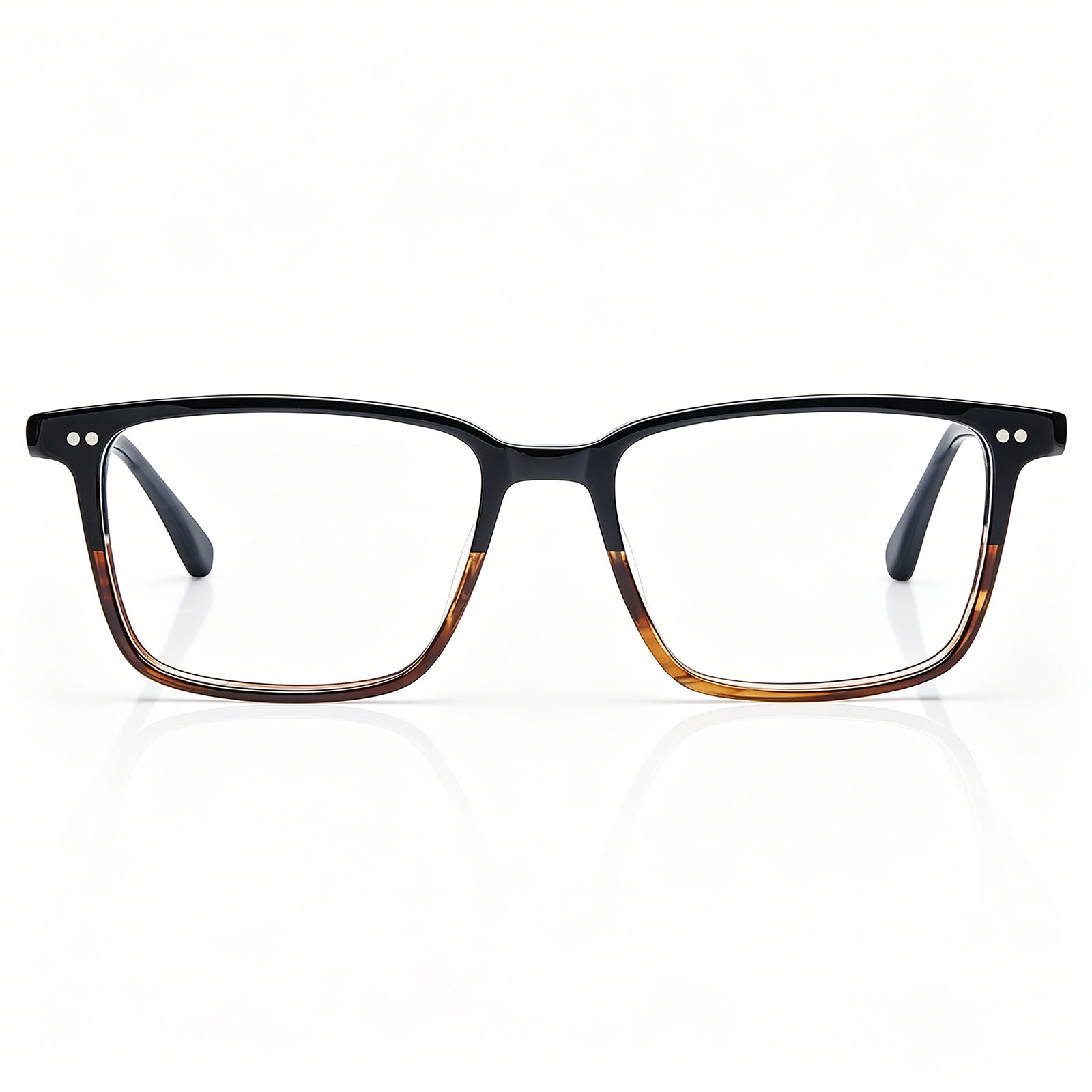  Lightweight Square Eyeglasses | Black Tortoise Acetate Frame |CARFIA eyewear front