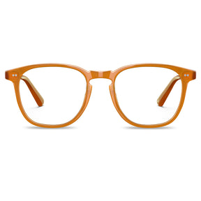 Orange square optical glasses front view - Italian design vintage eyeglasses-front