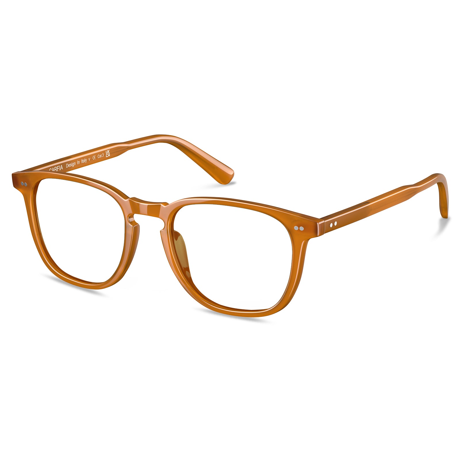Orange square optical glasses view - Italian design vintage eyeglasses-angle