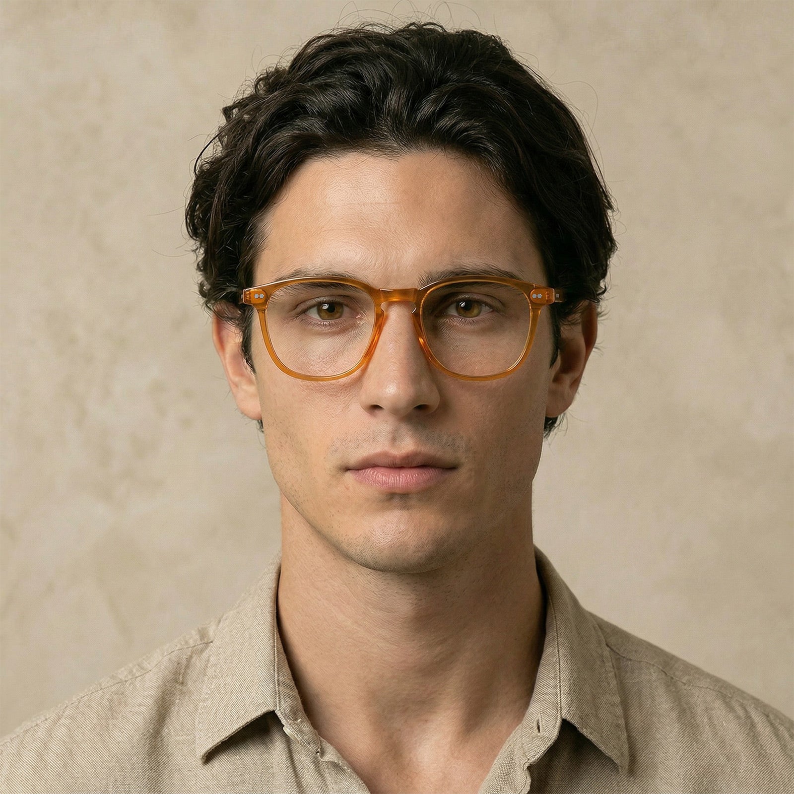 Orange square optical glasses view - Italian design vintage eyeglasses-men-lifestyle