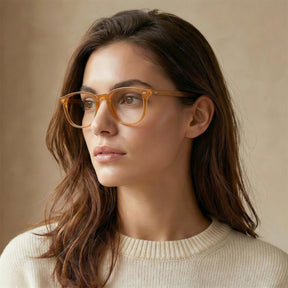 Orange square optical glasses view - Italian design vintage eyeglasses-women-lifestyle