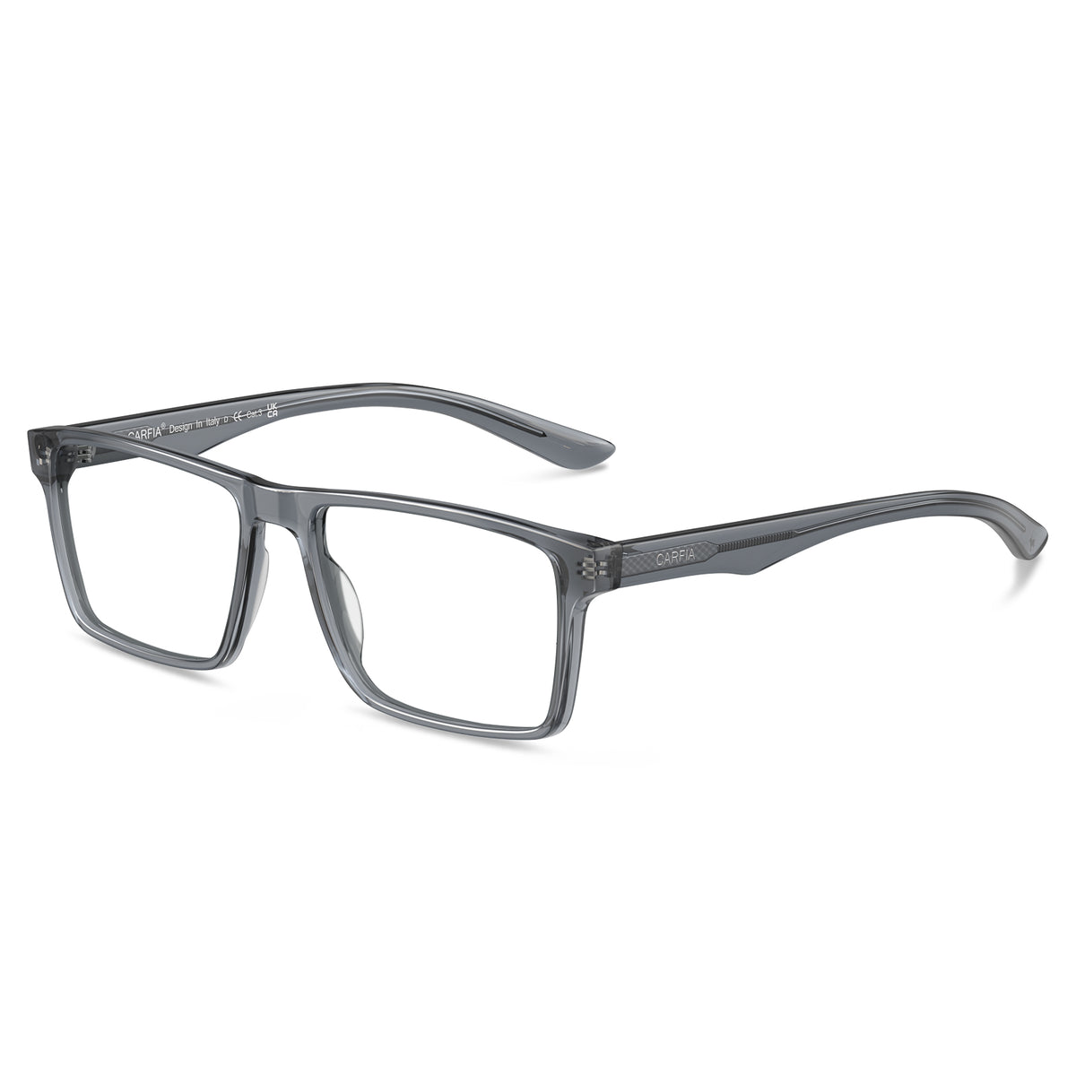 Premium acetate gray rectangular eyeglasses angle view - unisex optical frames