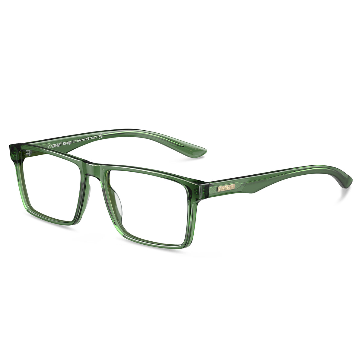 Premium transparent green acetate eyeglasses rectangular lightweight designer optical frames luxury eyewear angle