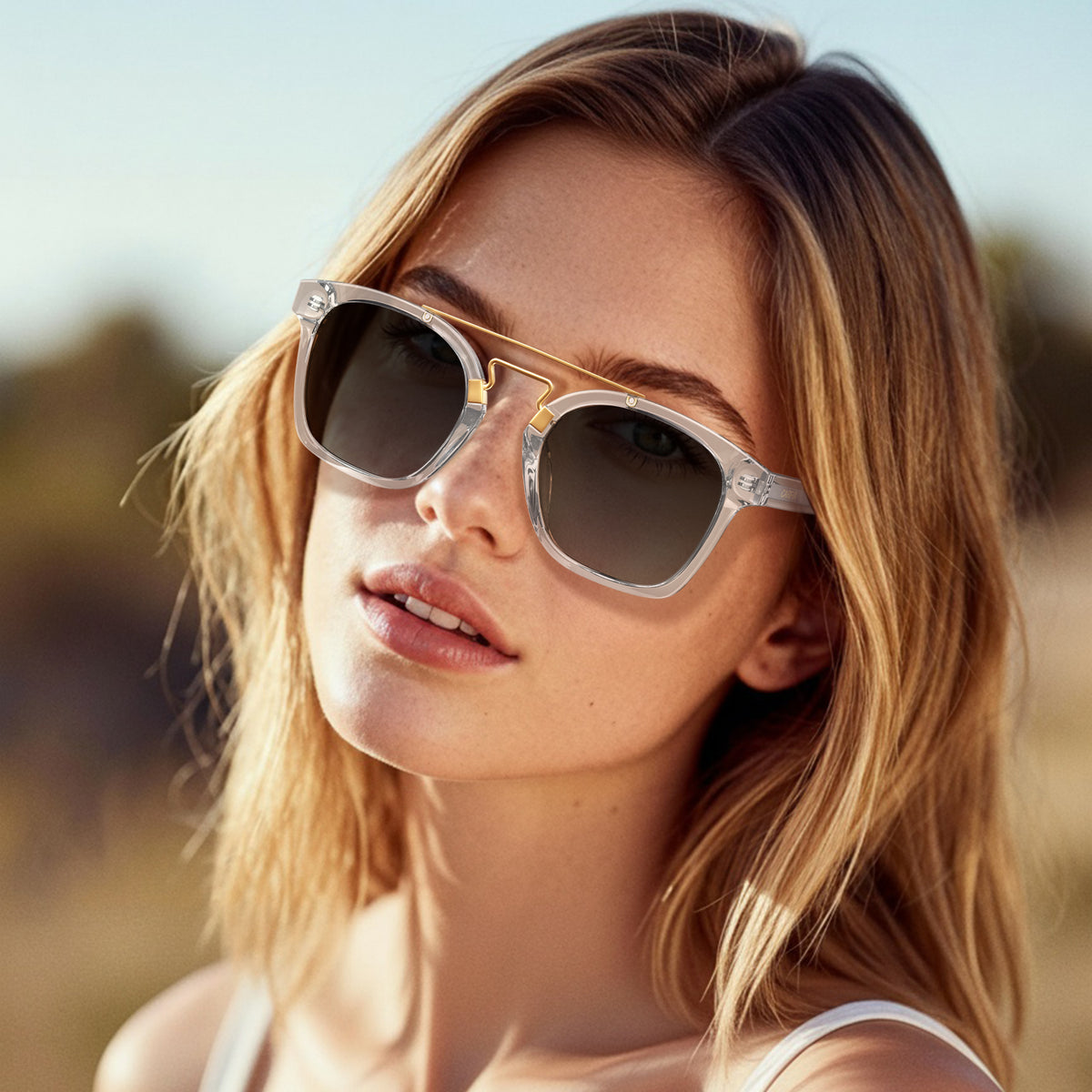 Retro Polarized Sunglasses Womens UV400 Premium Square Acetate Shades Carfia model