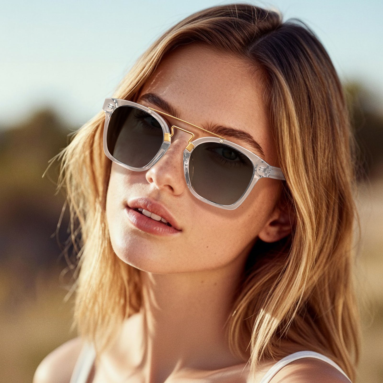 Retro Polarized Sunglasses Womens UV400 Premium Square Acetate Shades Carfia model