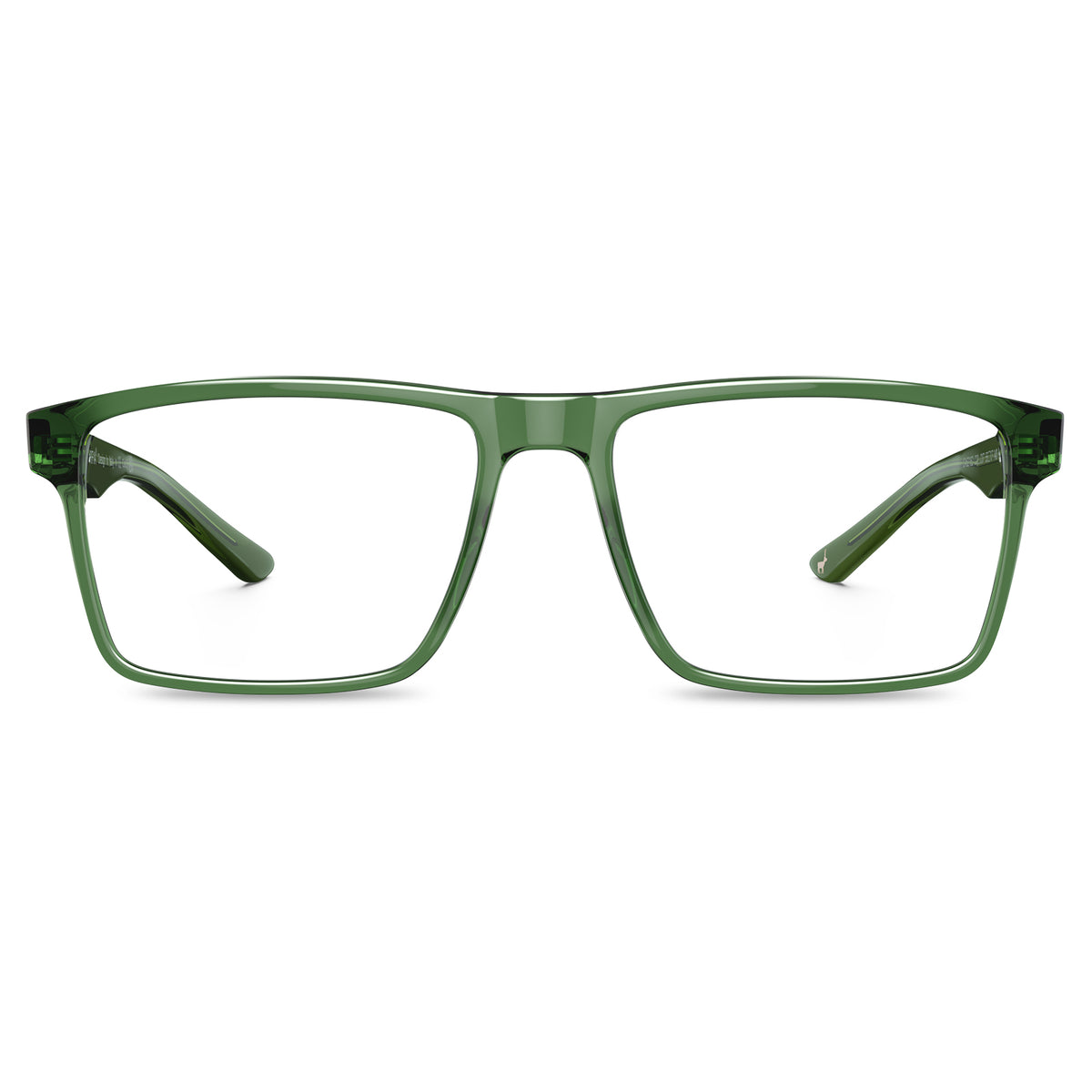 Transparent green acetate rectangular eyeglasses lightweight premium designer optical frames unisex prescription glasses front