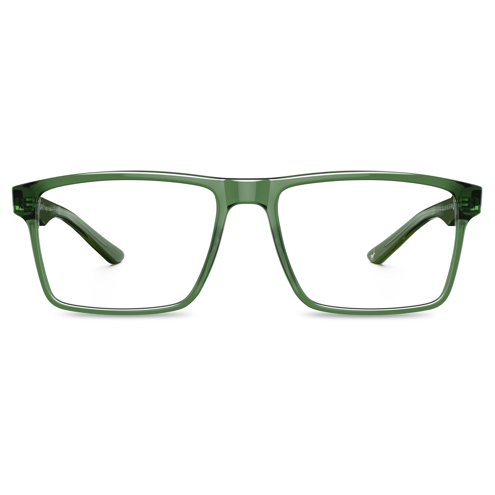 Transparent green acetate rectangular eyeglasses lightweight premium designer optical frames unisex prescription glasses front