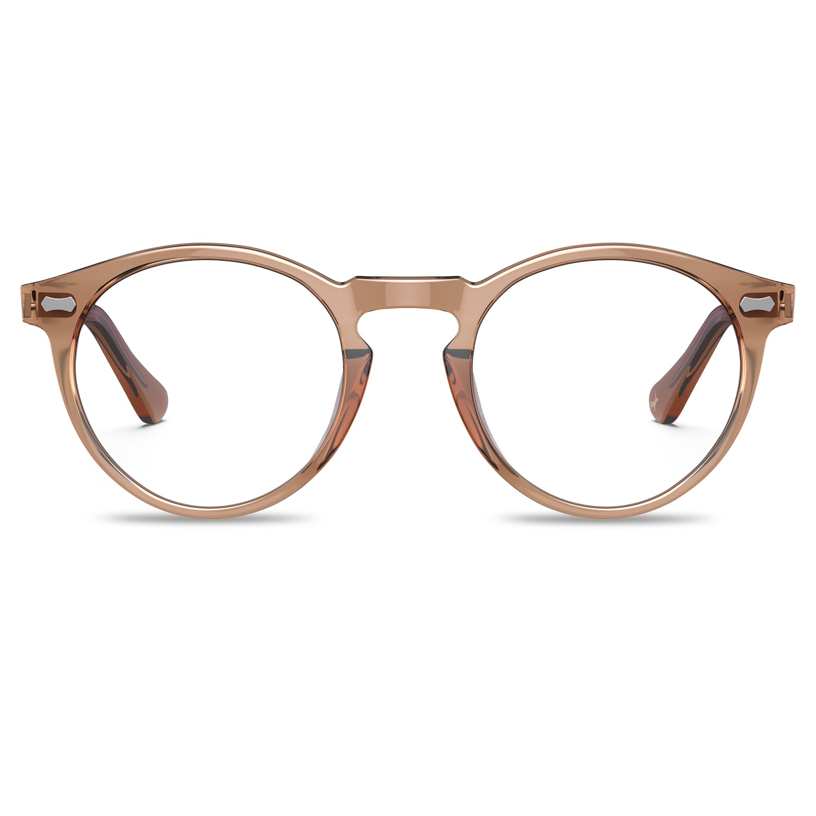 Classic Round Eyeglasses Transparent Tea Brown Frame Lightweight Unisex ...
