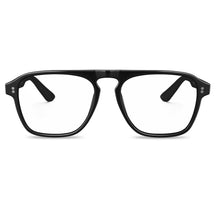 Black acetate eyeglasses frame for men front view 55mm lens width