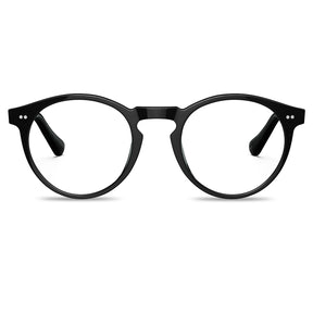 black-acetate-round-frame-eyeglasses-classic-and-distinct-two-silver-rivets-eyewear-front
