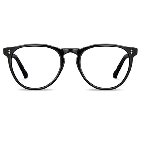 Black round acetate eyeglasses Orlanda CA2307-FL01 classic full rim prescription frames front view 53mm lens-front