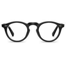 Black round acetate eyeglasses Mesa CA2306-FC01 with metal rivet details Italian design prescription frames front view 48mm lens