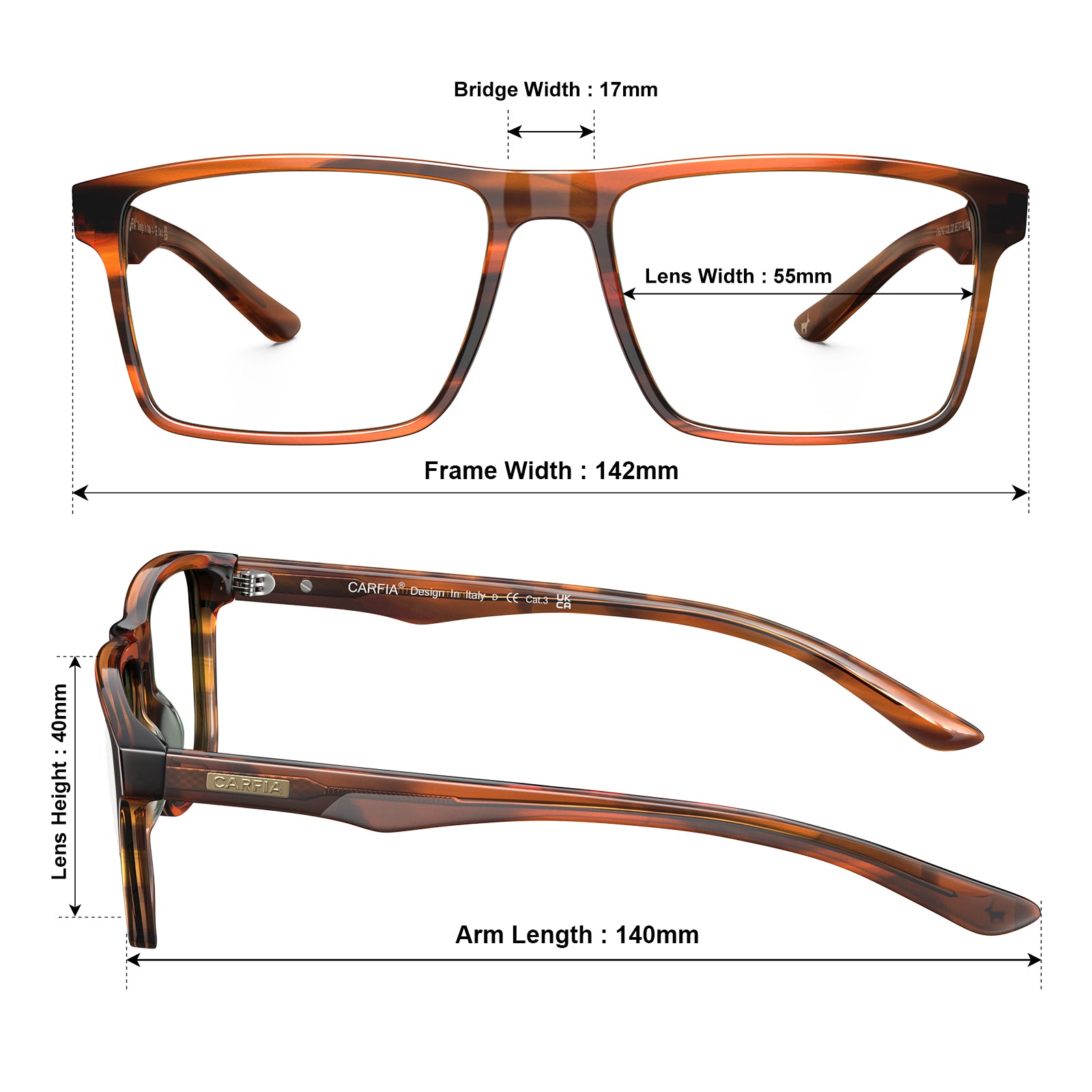 carfia-brown-tortoise-shell-frames-rectangular-prescription-eyeglasses-measurements-size