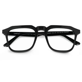 Carfia Albany-FC01 unisex black acetate prescription eyeglasses, fold view
