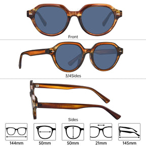 Carfia Aomst L06 men brown acetate prescription sunglasses, sizes view