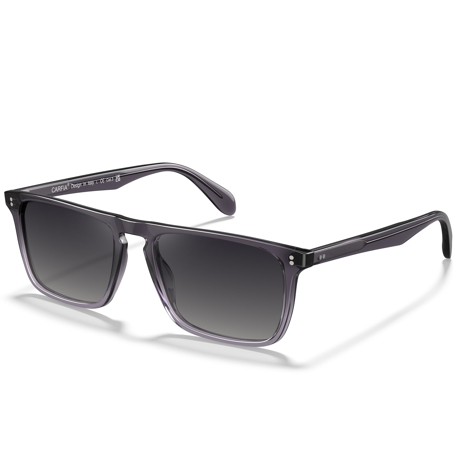 Carfia Shelton-C20 men grey acetate prescription sunglasses, angle view	