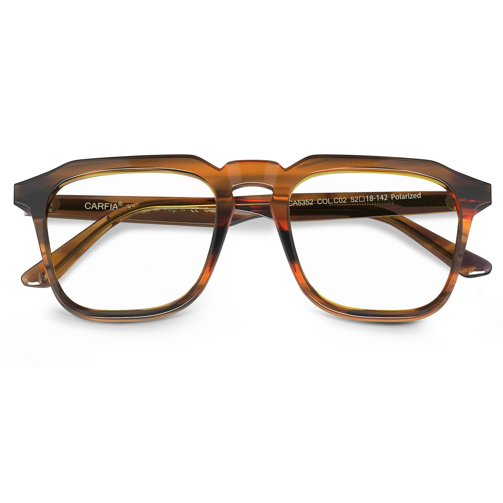 Carfia Albany CA5352-FC02 Brown Acetate Square Prescription Glasses Eyeglasses for Unisex, Detail View