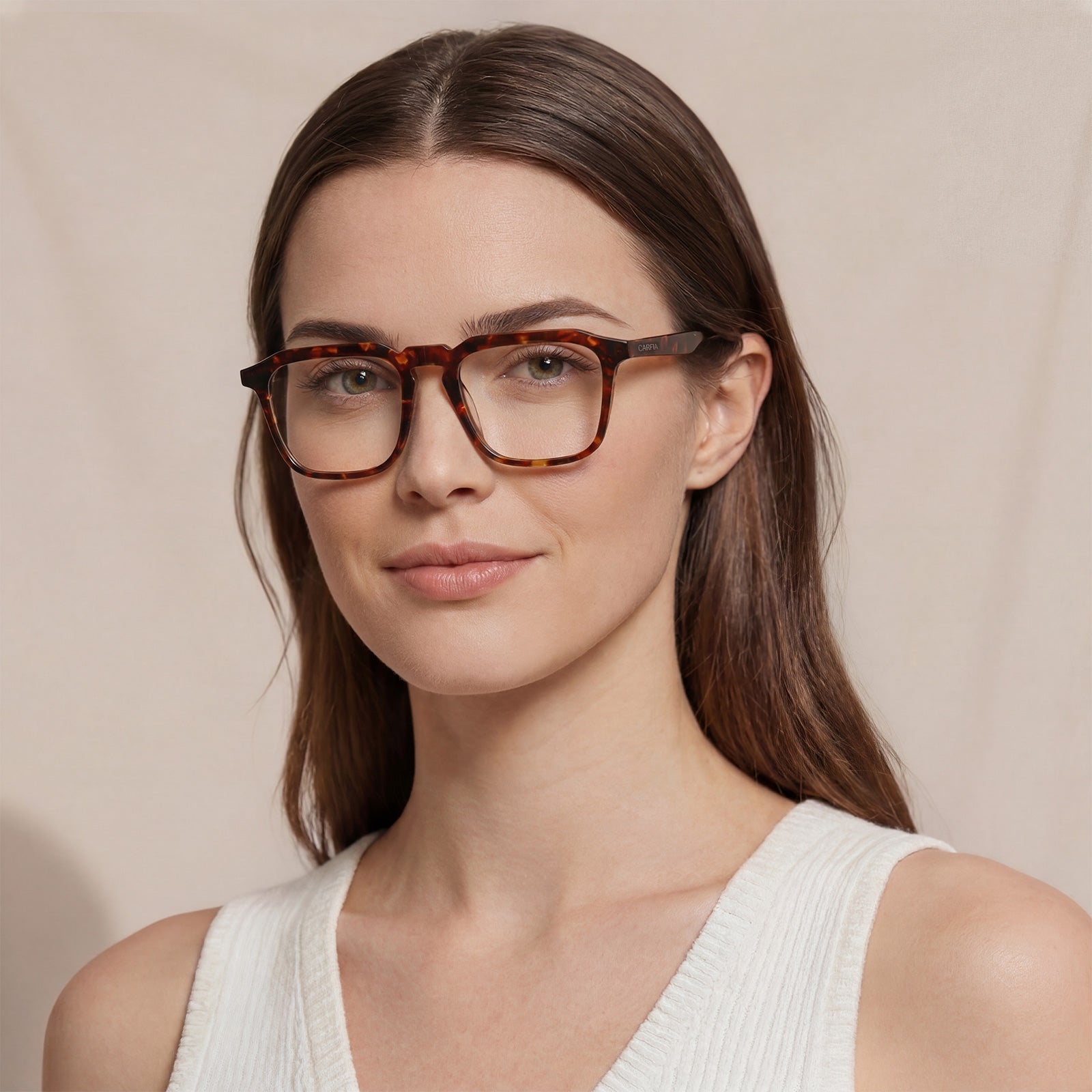 Carfia Albany CA5352-FC05 Tortoise Acetate Square Prescription Glasses Eyeglasses for Unisex, Lifestyle View
