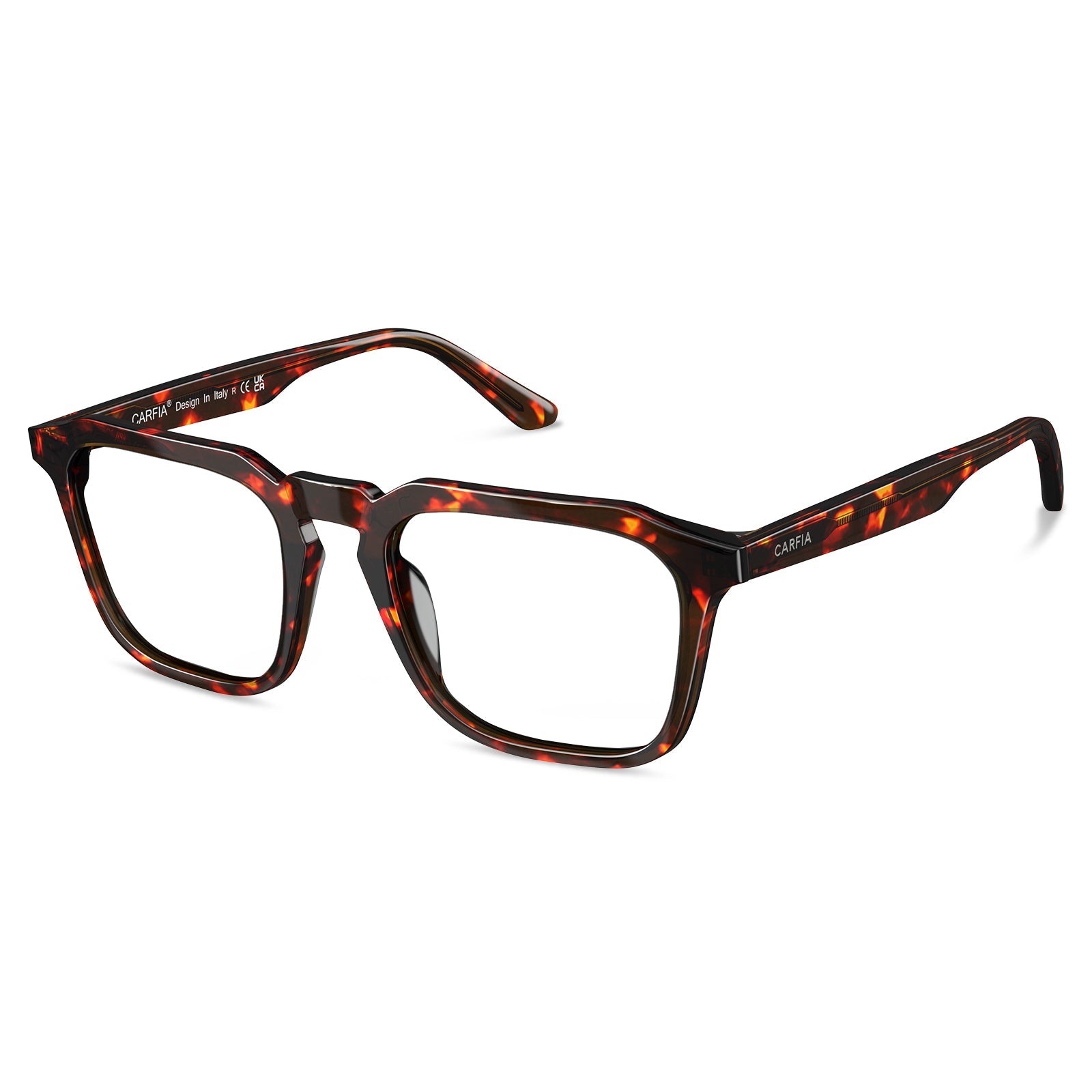 Carfia Albany CA5352-FC05 Tortoise Acetate Square Prescription Glasses Eyeglasses for Unisex, Side View