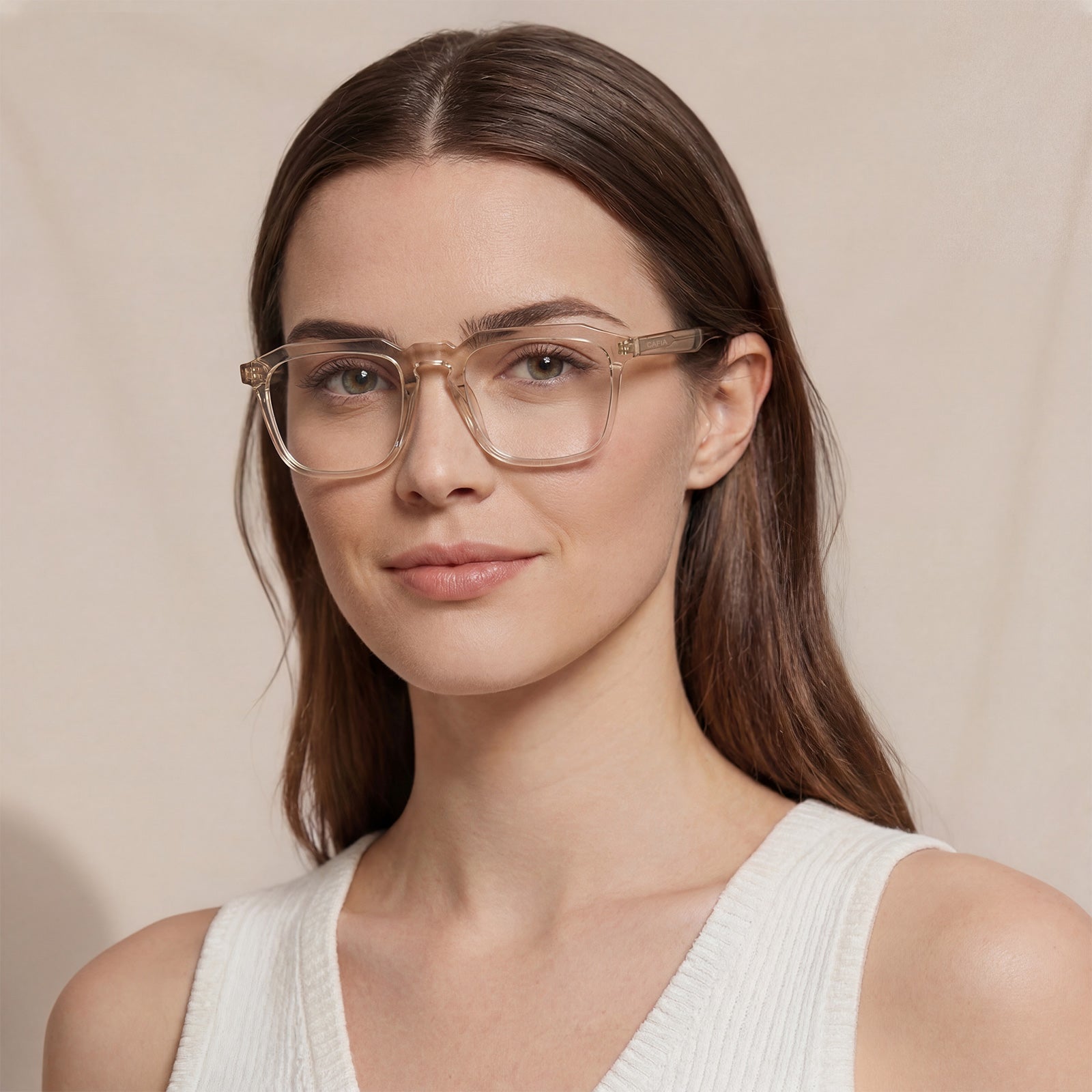 Carfia Albany CA5352-FC09 Gold Acetate Square Prescription Glasses Eyeglasses for Unisex, Model View