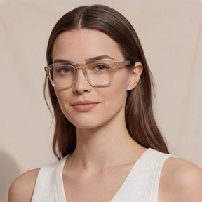 Carfia Albany CA5352-FC09 Gold Acetate Square Prescription Glasses Eyeglasses for Unisex, Model View