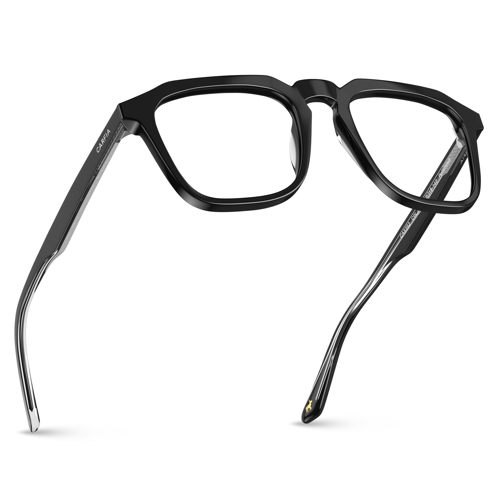 Carfia Albany CA5352-FC11 Black Acetate Square Prescription Glasses Eyeglasses for Unisex, Angle View