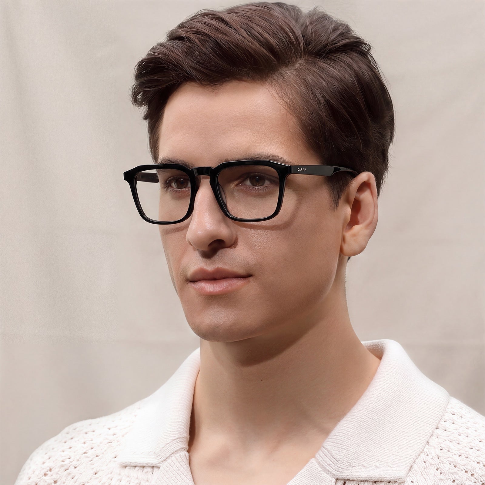 Carfia Albany CA5352-FC11 Black Acetate Square Prescription Glasses Eyeglasses for Unisex, Model View