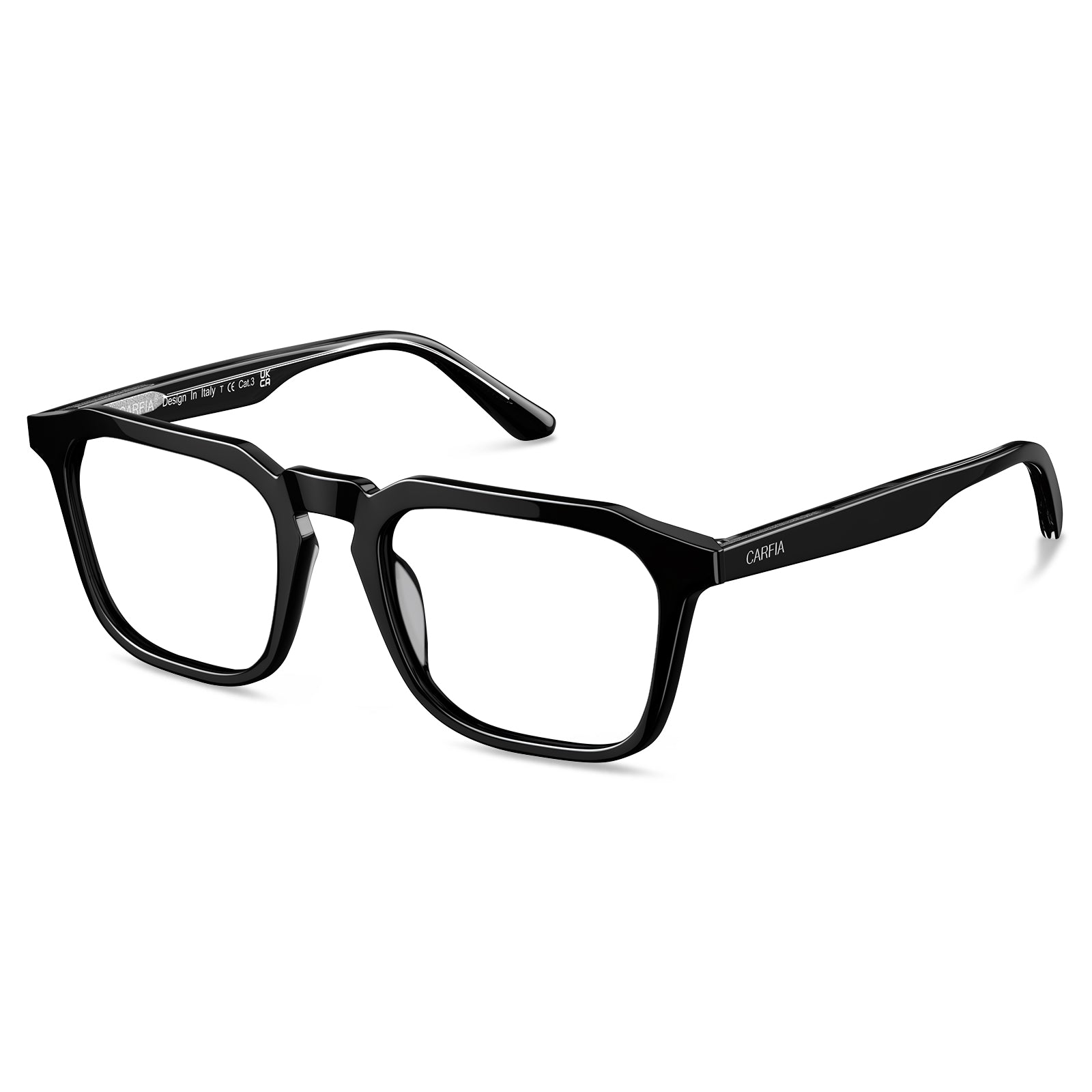 Carfia Albany CA5352-FC11 Black Acetate Square Prescription Glasses Eyeglasses for Unisex, Side View