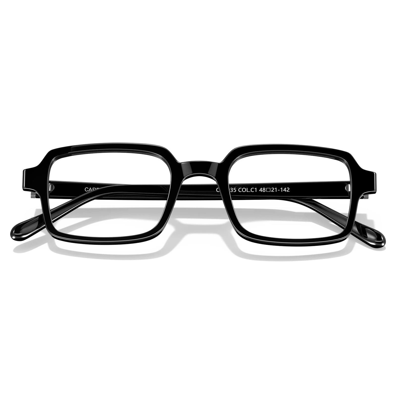 Carfia Amory CA7035-C1 Black Acetate Rectangle Prescription Glasses Eyeglasses for Unisex, Folded View