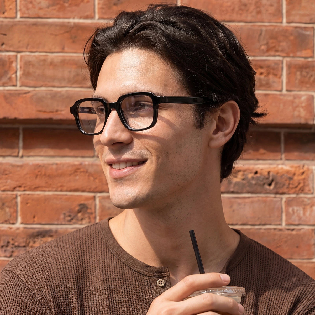 Carfia Amory CA7035-C1 Black Acetate Rectangle Prescription Glasses Eyeglasses for Unisex, Model View