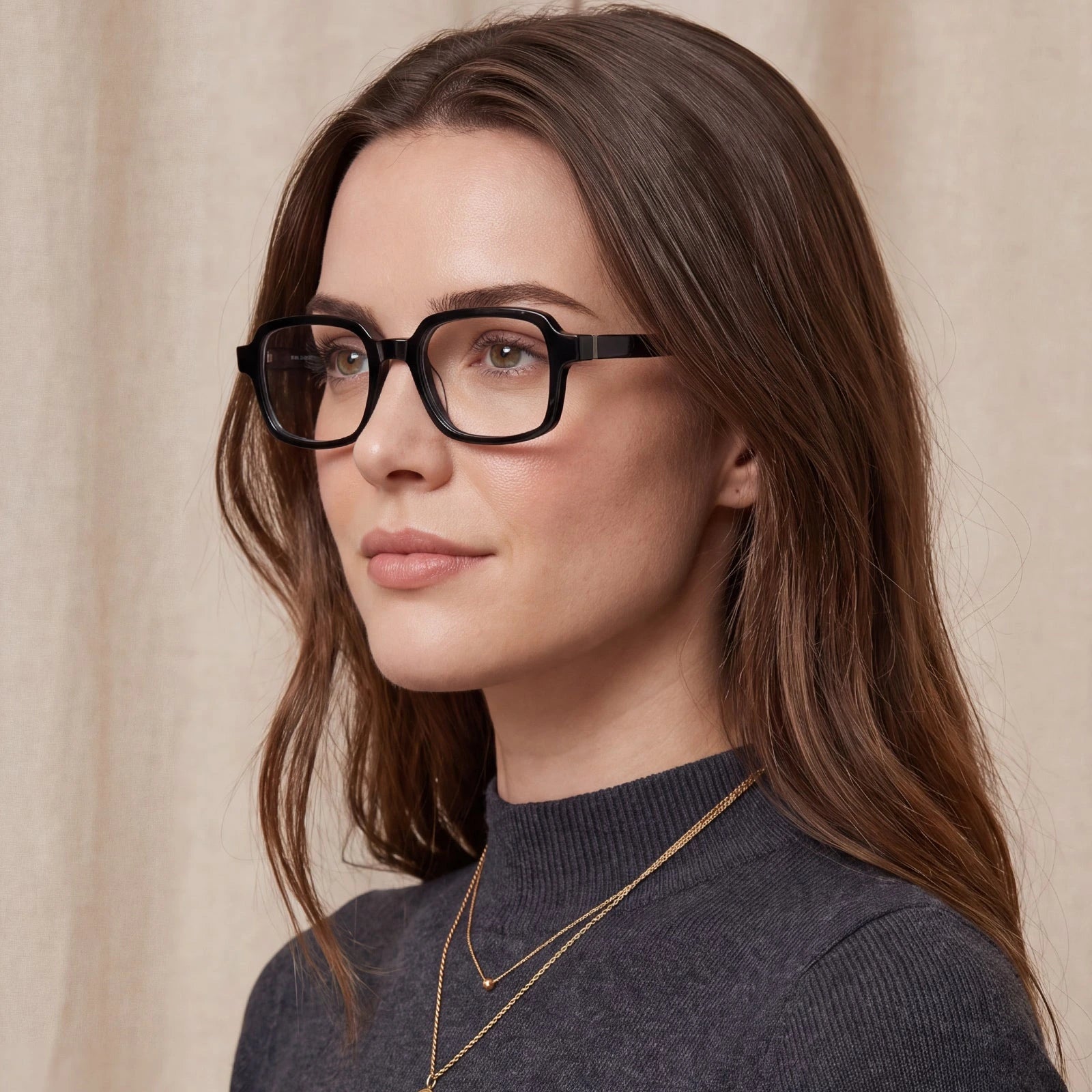 Carfia Amory CA7035-C1 Black Acetate Rectangle Prescription Glasses Eyeglasses for Unisex, Portrait View