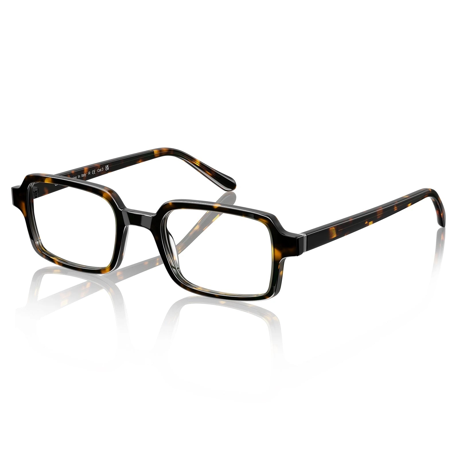 Carfia Amory CA7035-C2 Tortoise Acetate Rectangle Prescription Glasses Eyeglasses for Unisex, Flatlay View