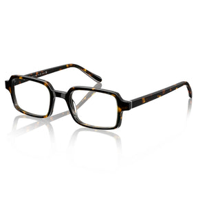 Carfia Amory CA7035-C2 Tortoise Acetate Rectangle Prescription Glasses Eyeglasses for Unisex, Flatlay View