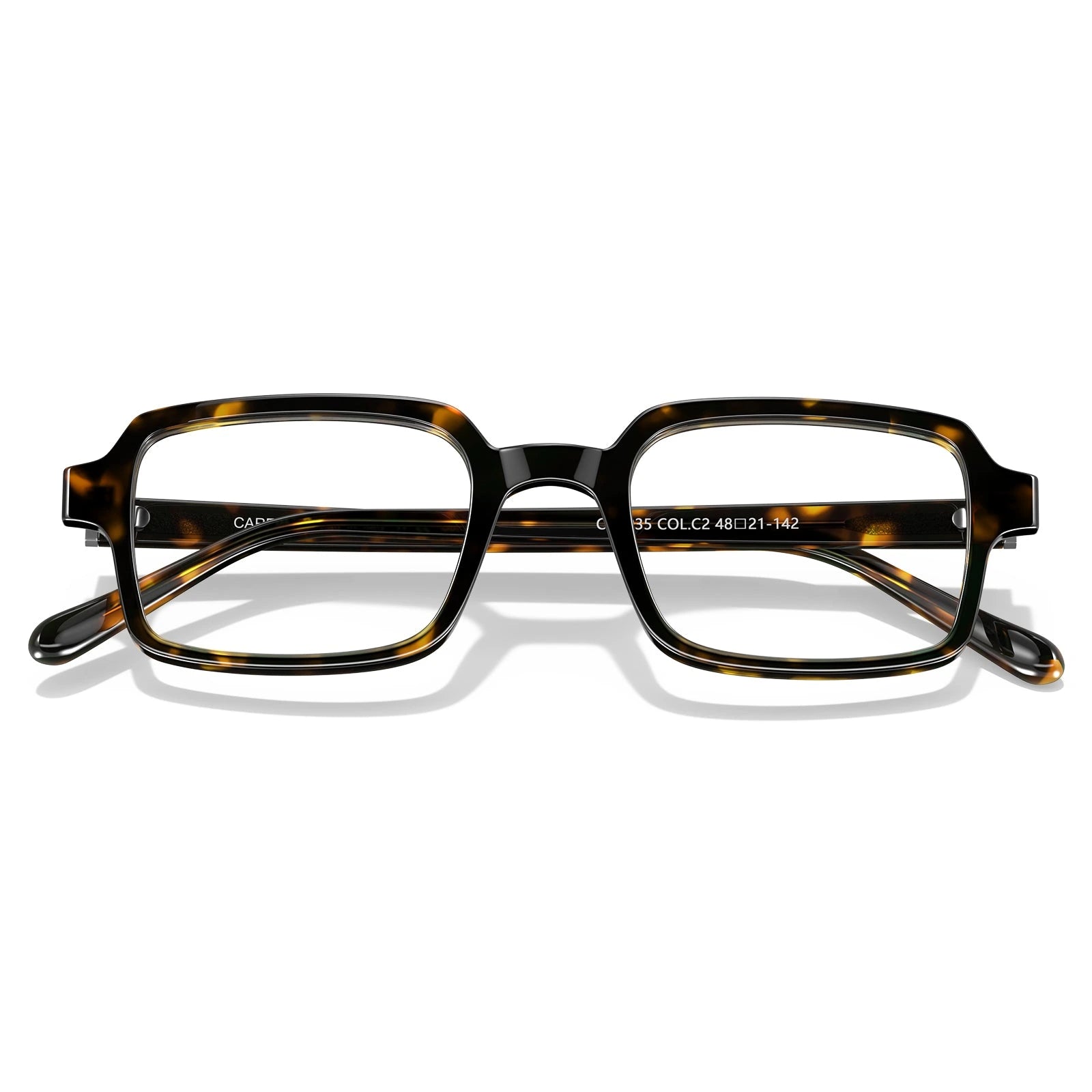 Carfia Amory CA7035-C2 Tortoise Acetate Rectangle Prescription Glasses Eyeglasses for Unisex, Folded View