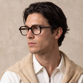 Carfia Amory CA7035-C2 Tortoise Acetate Rectangle Prescription Glasses Eyeglasses for Unisex, Model View
