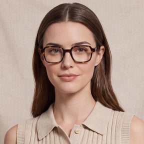 Carfia Amory CA7035-C2 Tortoise Acetate Rectangle Prescription Glasses Eyeglasses for Unisex, Portrait View