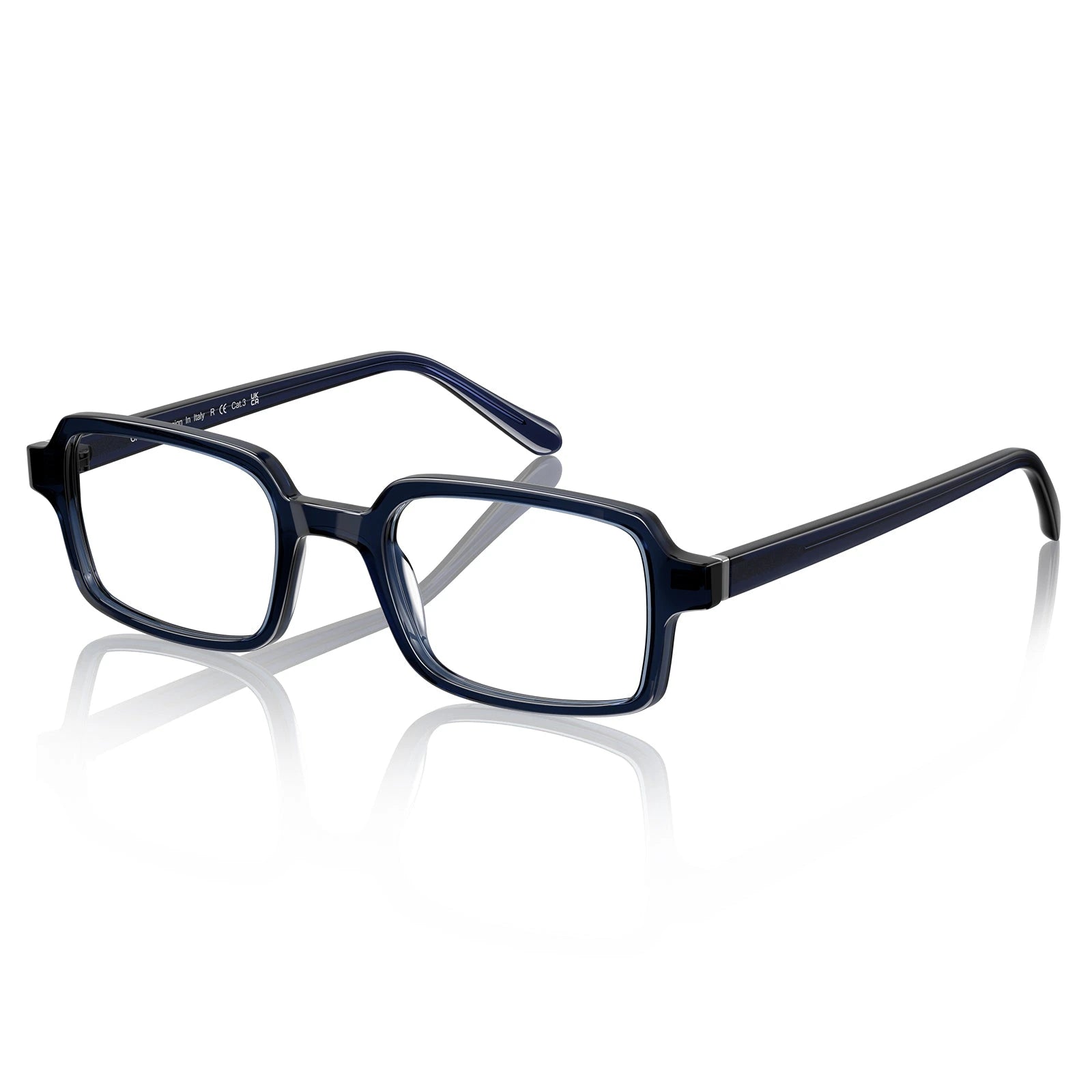Carfia Amory CA7035-C4 Navy Acetate Rectangle Prescription Glasses Eyeglasses for Unisex, Flatlay View