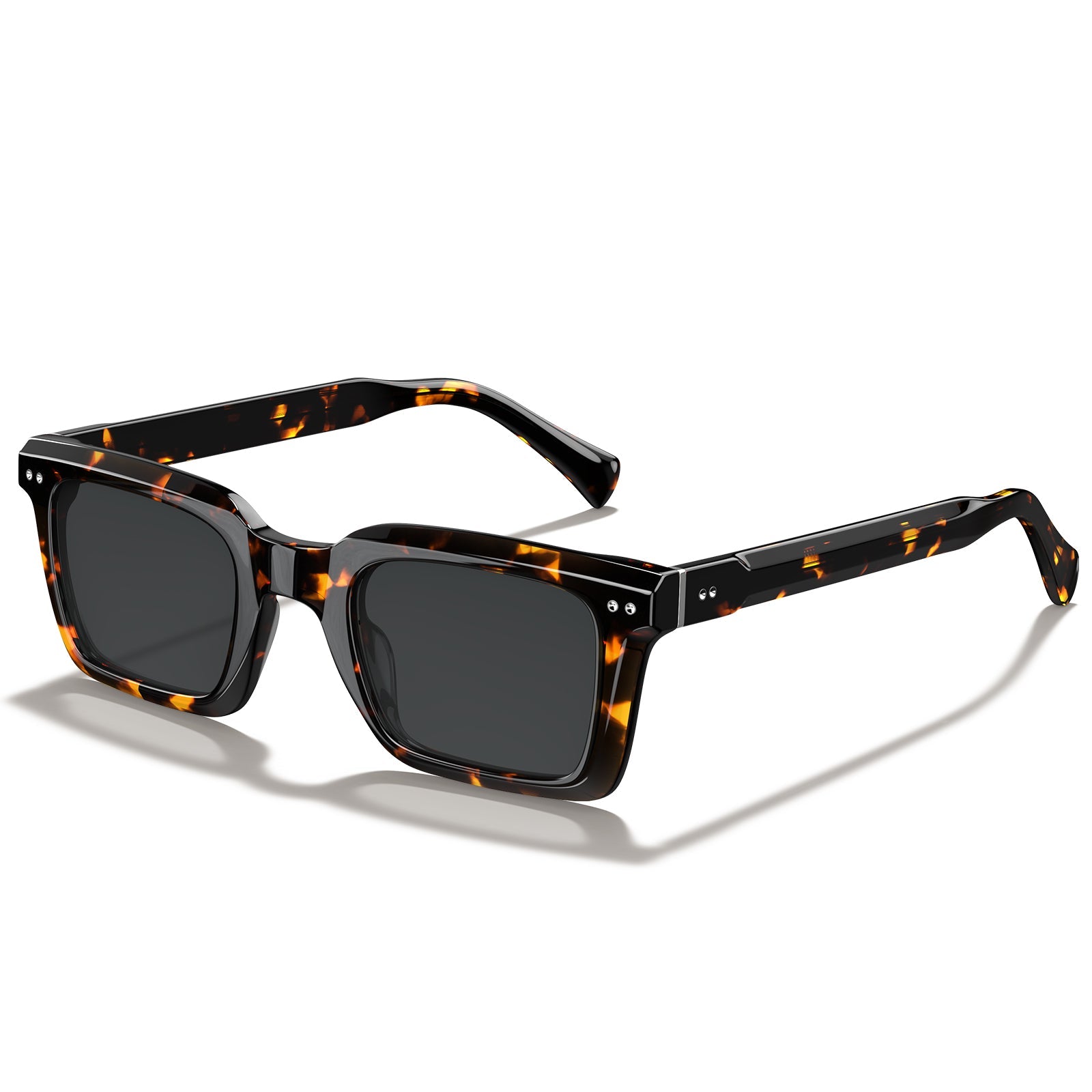 Carfia Arnect-C14-RX Tortoise Acetate Square Polarized Prescription Sunglasses for Men, Angle