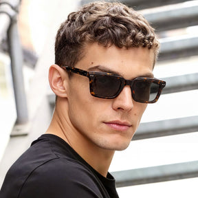 Carfia Arnect-C14-RX Tortoise Acetate Square Polarized Prescription Sunglasses for Men, Lifestyle