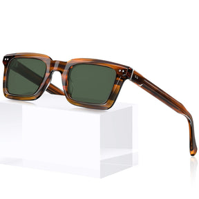 Carfia Arnect CA6027-C12 Tortoise Acetate Square Polarized Sunglasses for Men, Angle View