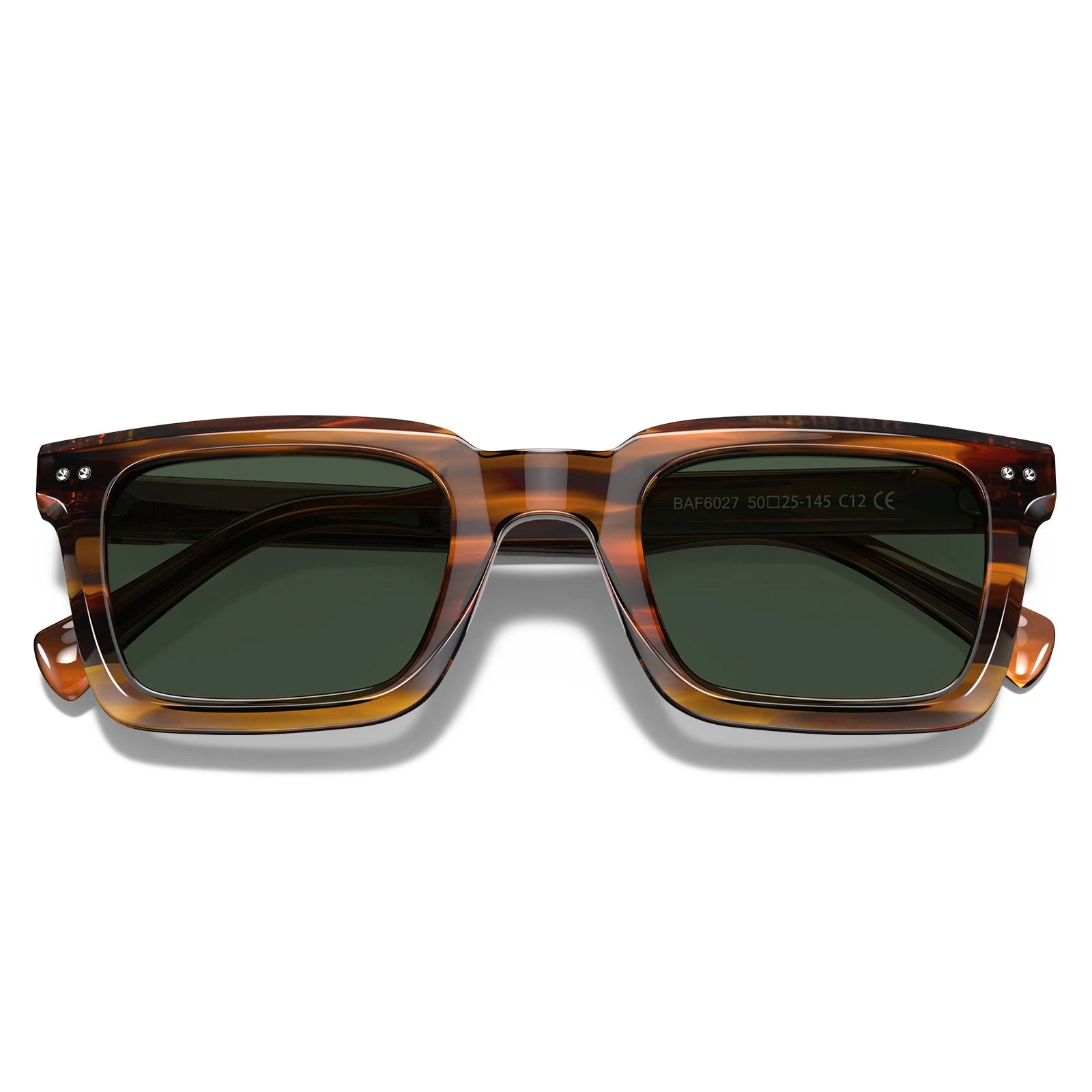 Carfia Arnect CA6027-C12 Tortoise Acetate Square Polarized Sunglasses for Men, Folded View