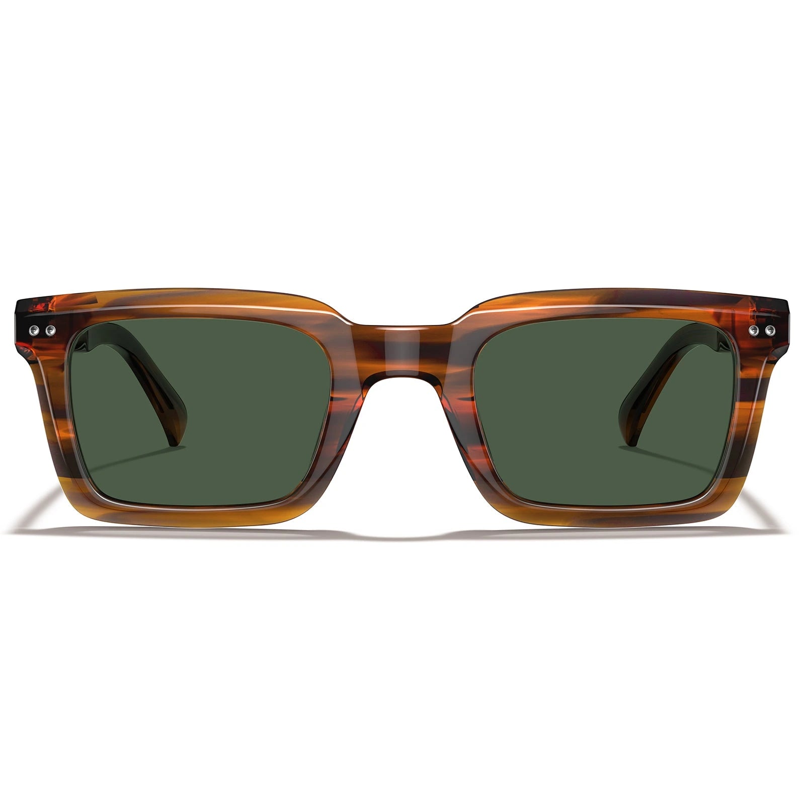 Carfia Arnect CA6027-C12 Tortoise Acetate Square Polarized Sunglasses for Men, Front View